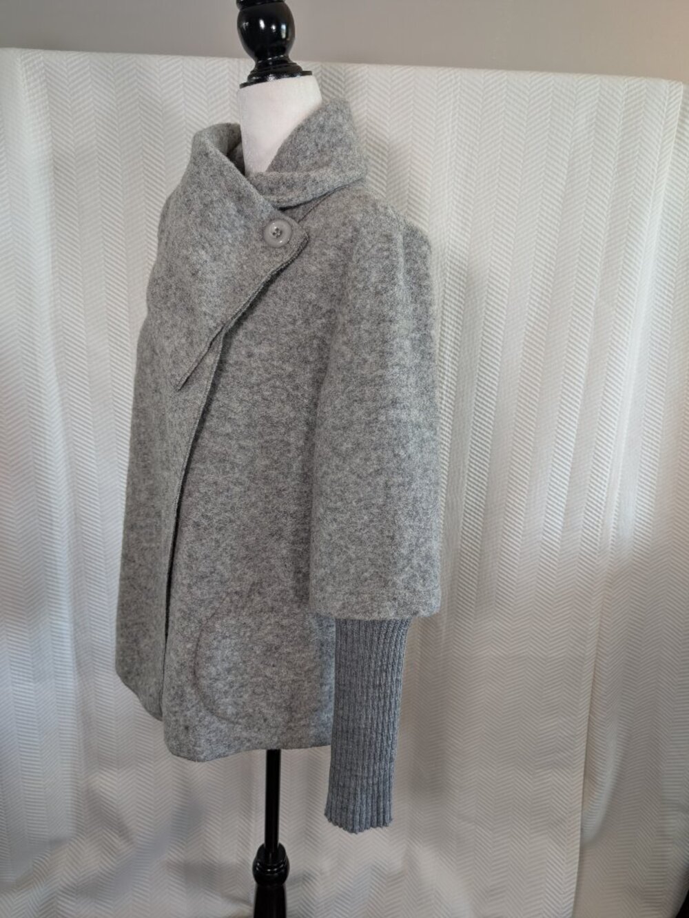 Marisa & Marie Grey Wool‑Blend Layered Sweater Jacket Fall Layers Medium NWT